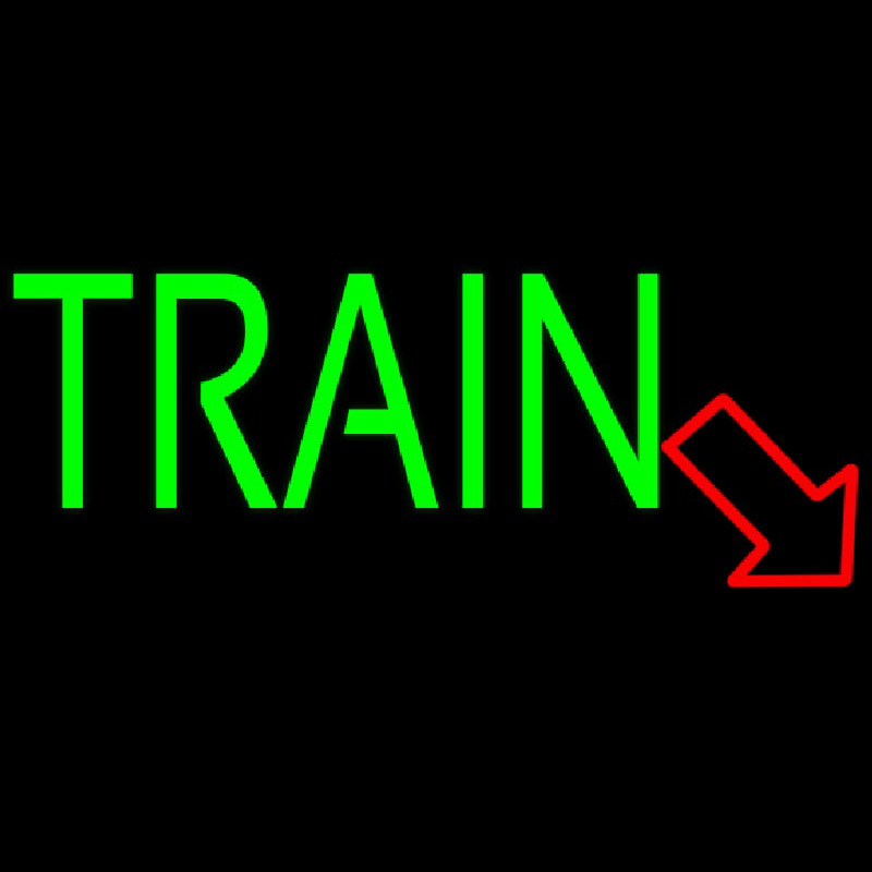 Green Train With Red Arrow Leuchtreklame