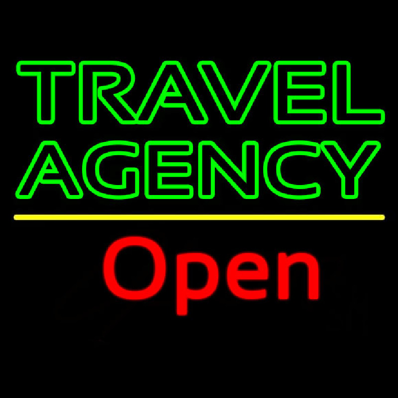 Green Travel Agency Open Leuchtreklame