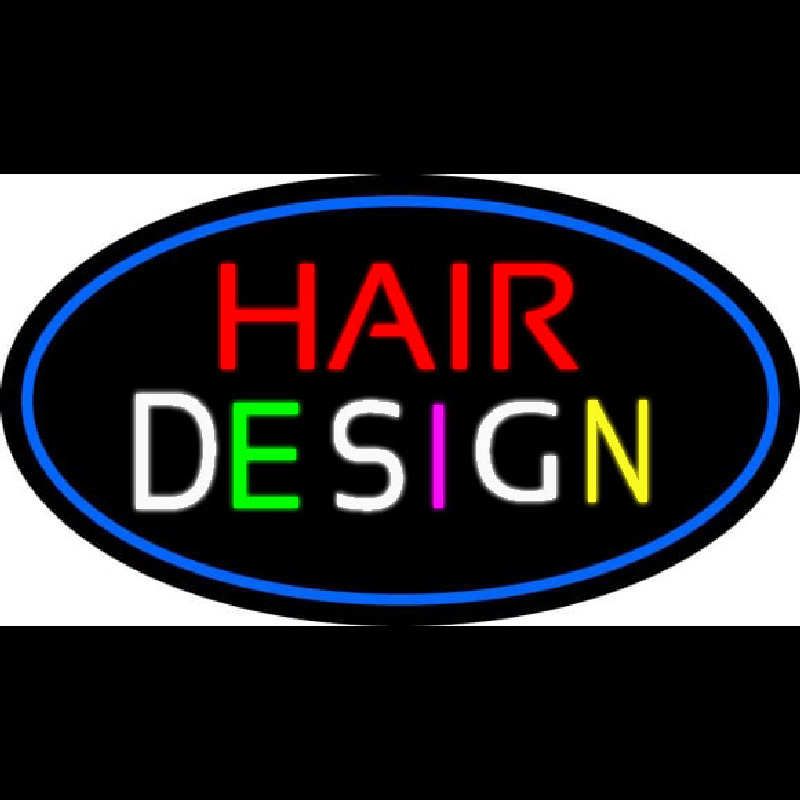 Hair Design With Blue Border Leuchtreklame