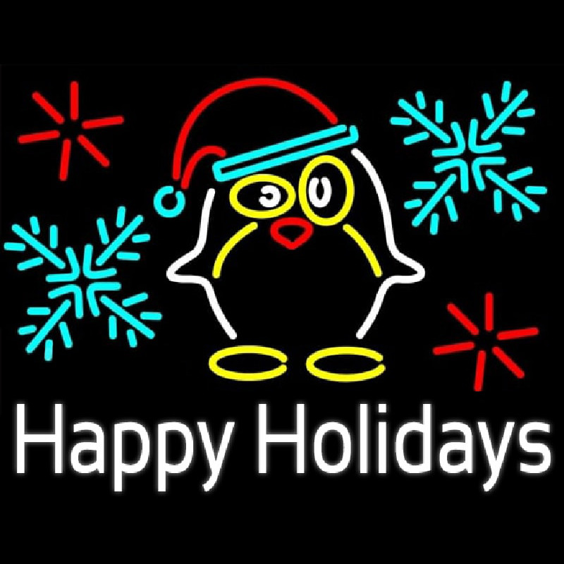 Happy Holidays With Snow Man Logo Leuchtreklame