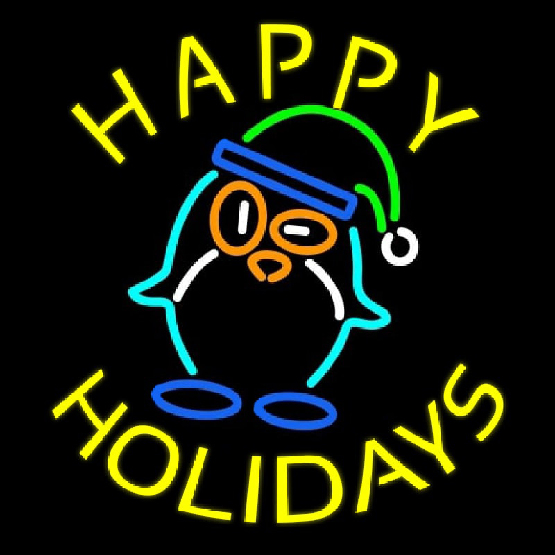 Happy Holidays With Snow Man Logo Leuchtreklame