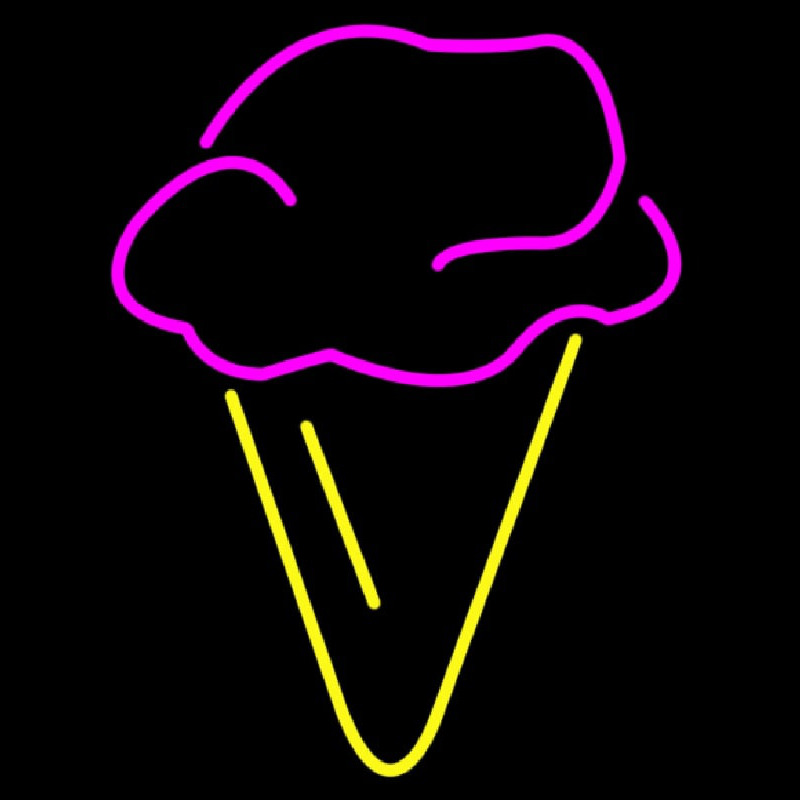 Hard Ice Cream In Pink With Yellow Cone Leuchtreklame