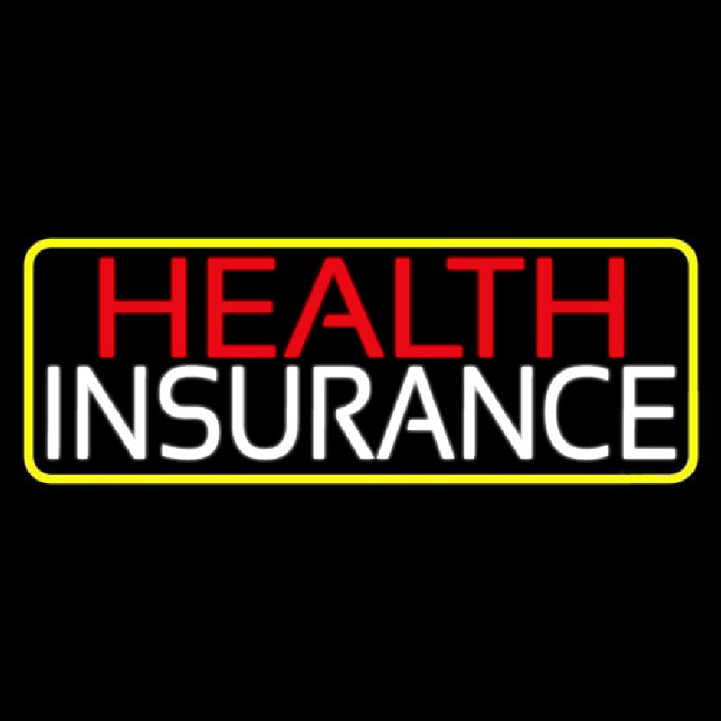 Health Insurance With Yellow Border Leuchtreklame