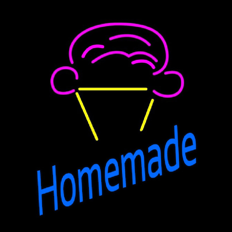 Homemade With Ice Cream Cone Logo Leuchtreklame
