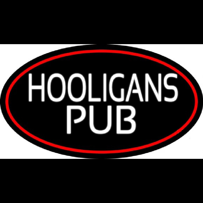 Hooligans Pub Oval With Red Border Leuchtreklame