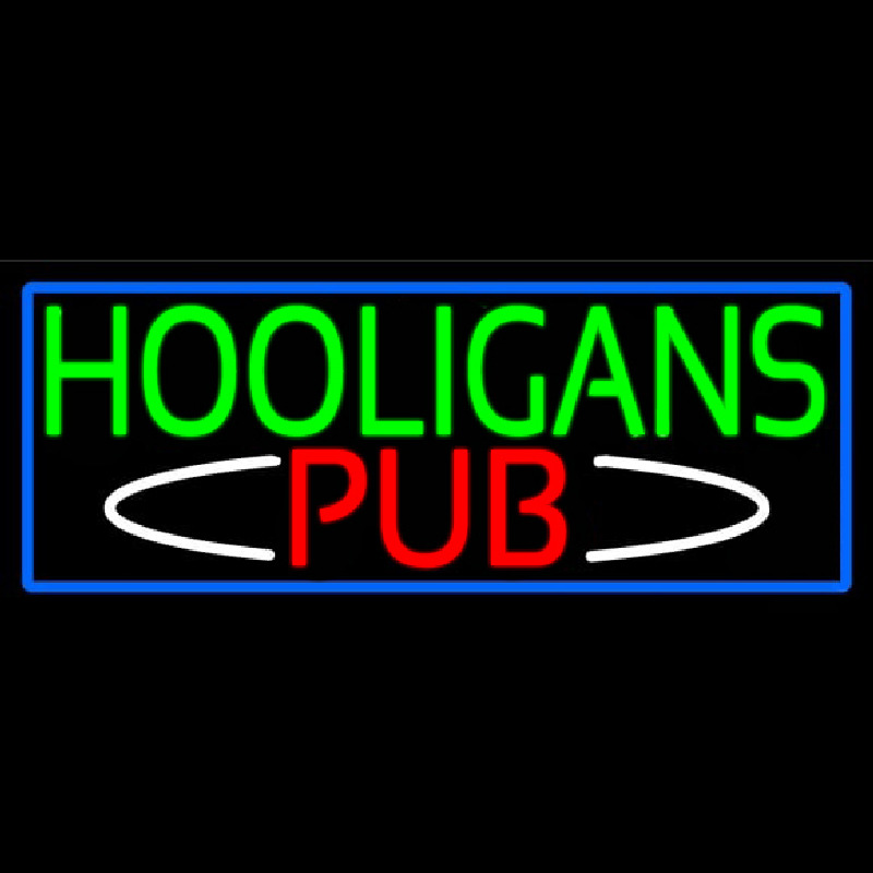 Hooligans Pub With Blue Border Leuchtreklame