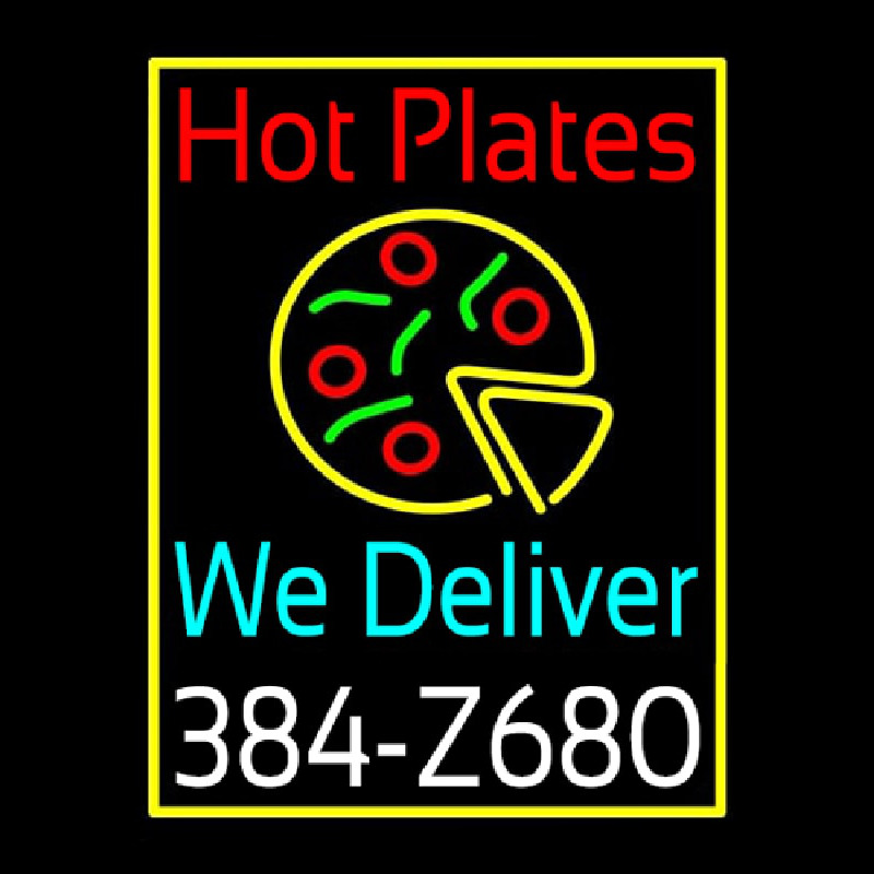 Hot Plates Pizza We Deliver Leuchtreklame