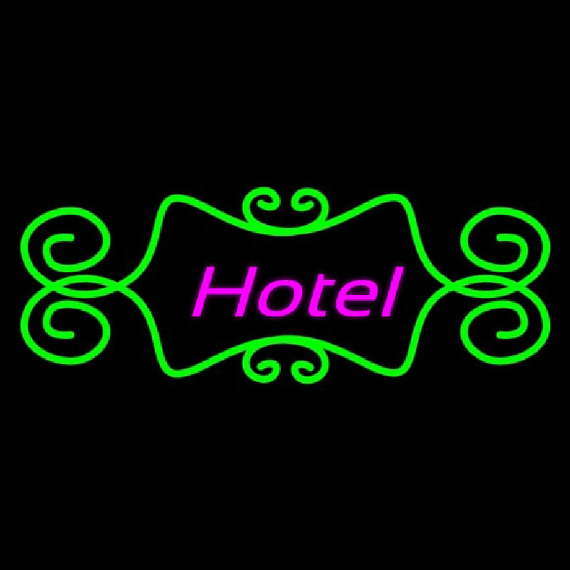 Hotel With Green Art Border Leuchtreklame