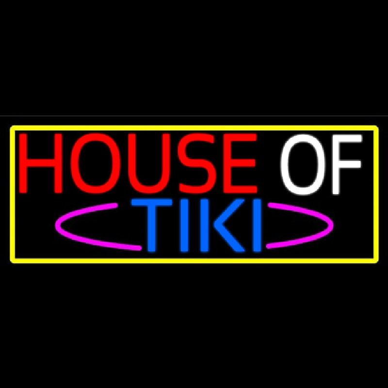 House Of Tiki With Yellow Border Leuchtreklame