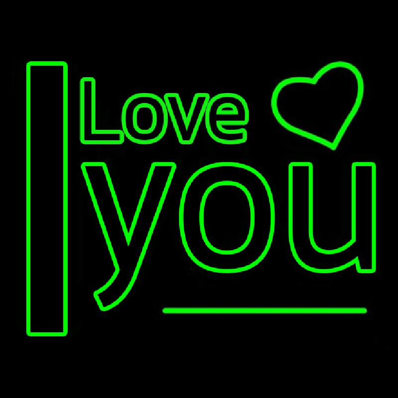 I Love You Green Leuchtreklame