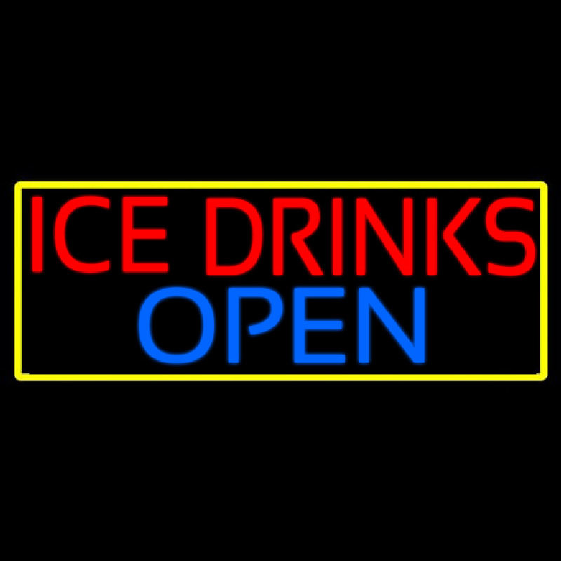 Ice Cold Drinks Red Open Leuchtreklame