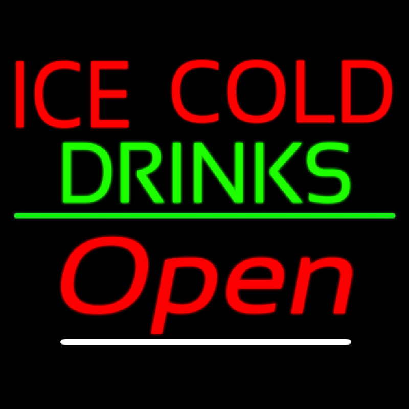 Ice Cold Drinks Red Open Leuchtreklame