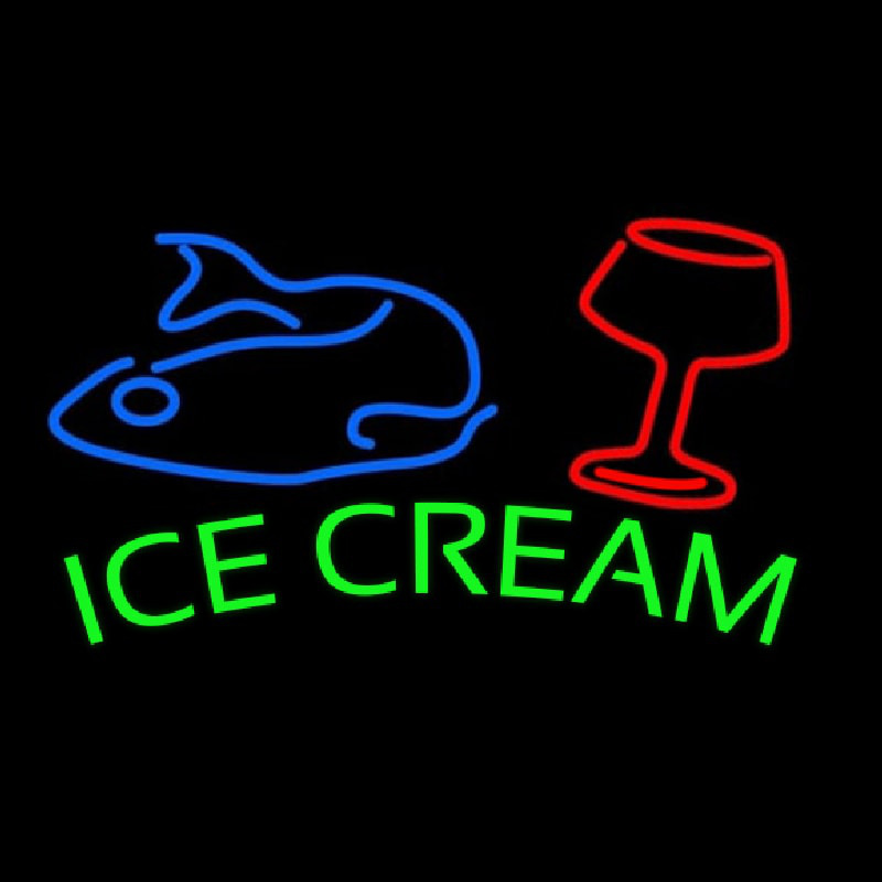 Ice Cream Glass N Fish Leuchtreklame
