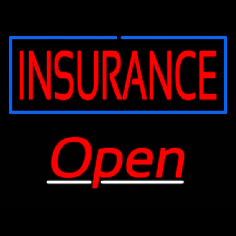 Insurance Blue Border Open Leuchtreklame