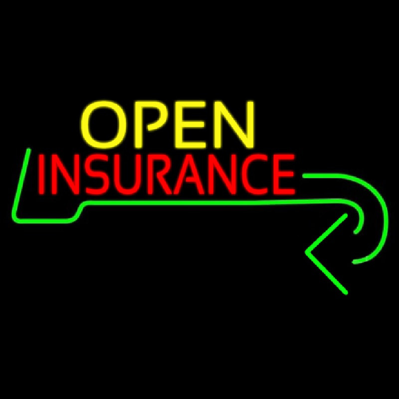 Insurance Open With Arrow Leuchtreklame