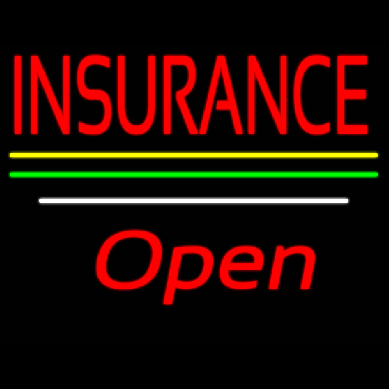 Insurance Open Yellow Green White Line Leuchtreklame