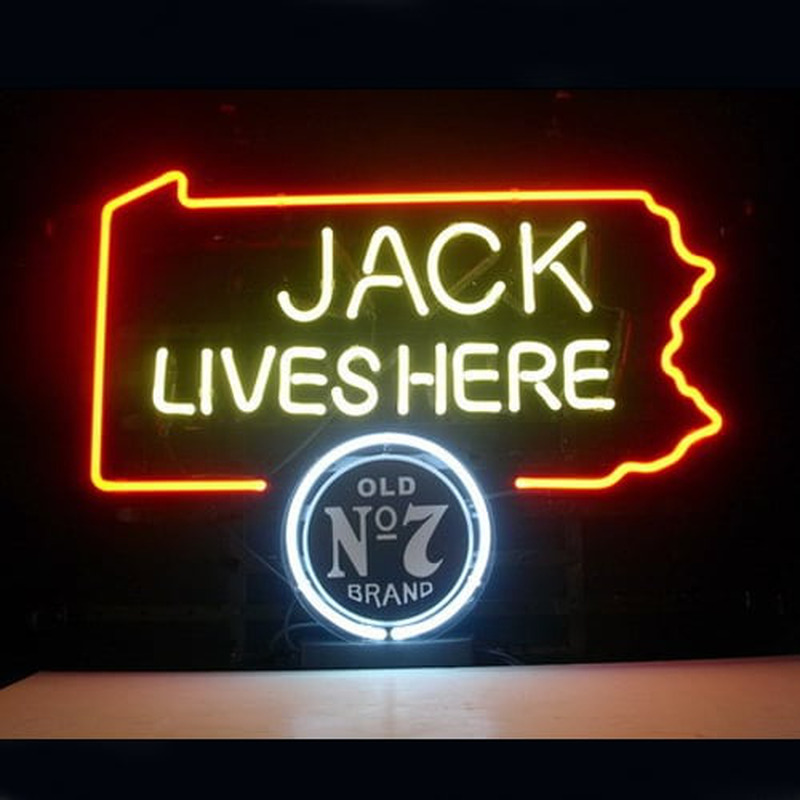 Jack Daniels Lives Here Pennsylvania Old #7 Whiskey Bier Bar Offen Leuchtreklame