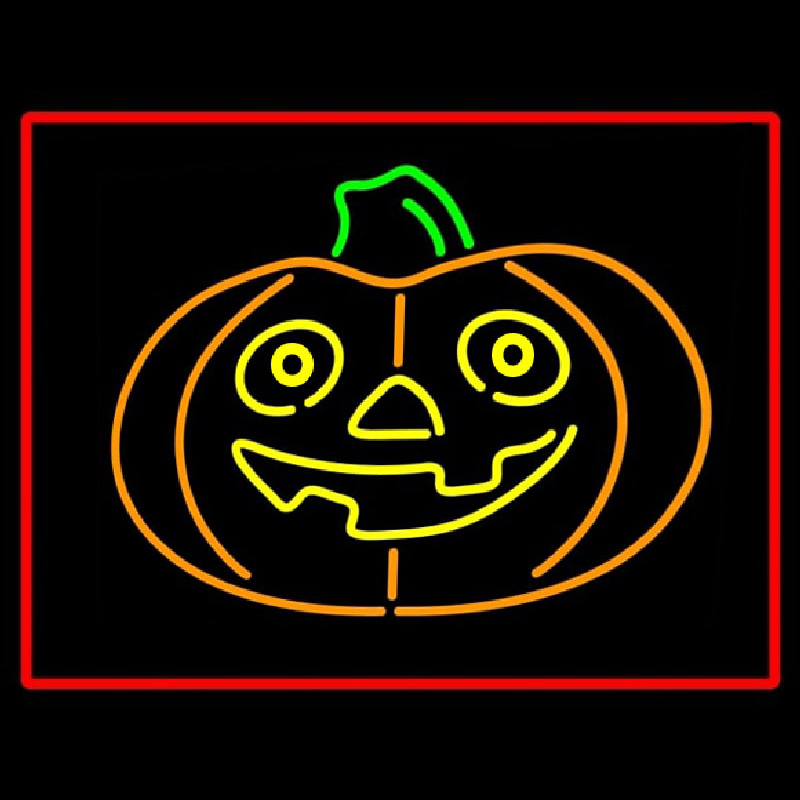 Jack O Lantern Pumkin With Red Border Leuchtreklame