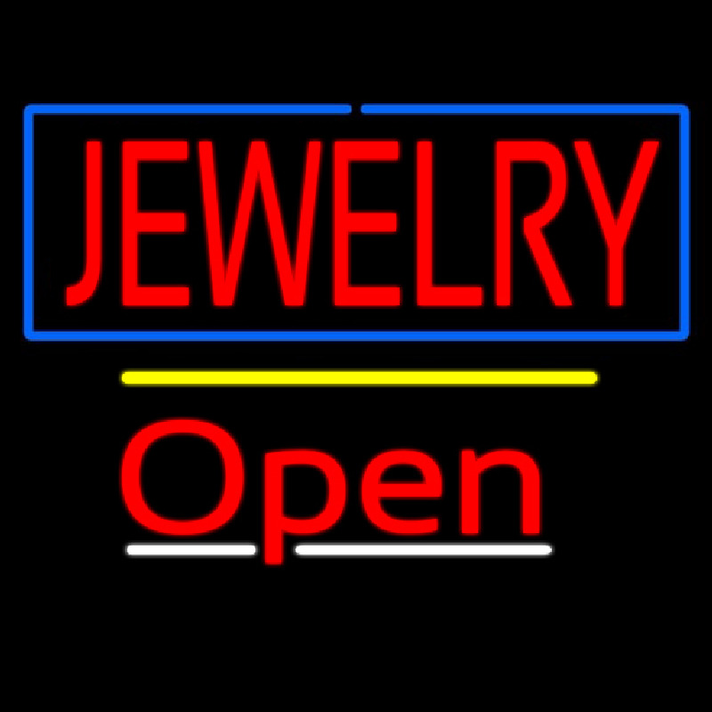 Jewelry Blue Border Open Yellow Line Leuchtreklame