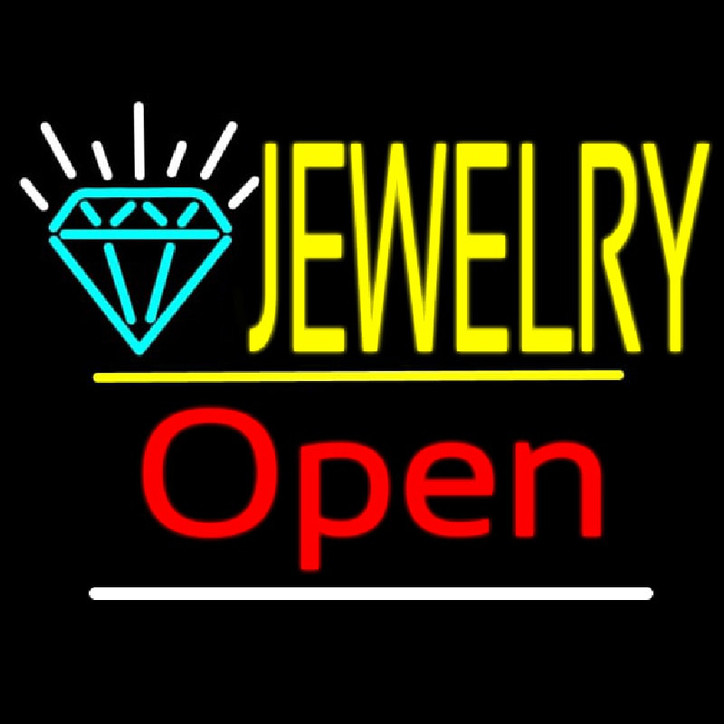 Jewelry Logo Open Yellow Line Leuchtreklame