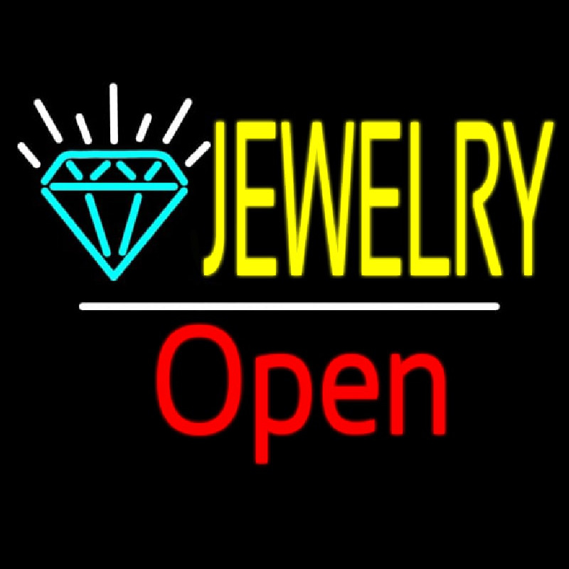 Jewelry Logo White Line Open Leuchtreklame