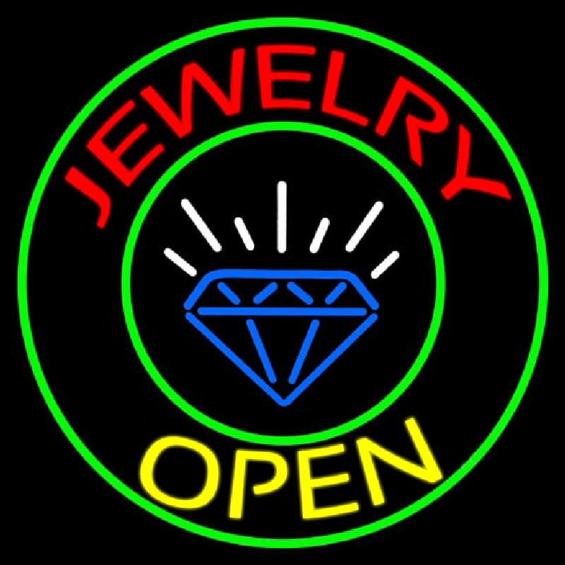 Jewelry Open Blue Logo Leuchtreklame