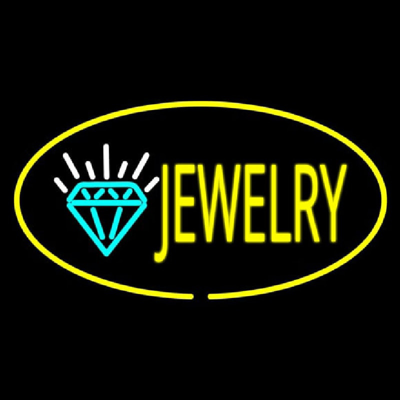 Jewelry Oval Yellow Leuchtreklame