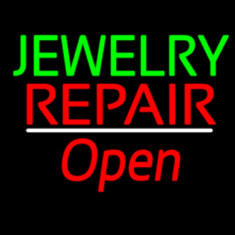 Jewelry Repair Open White Line Leuchtreklame