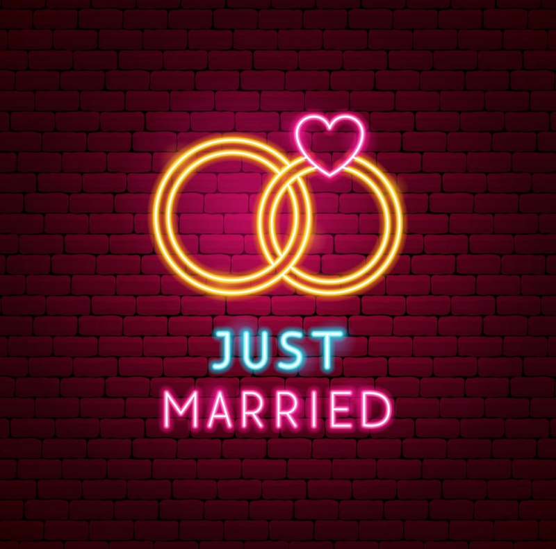 Just Married Rings Leuchtreklame