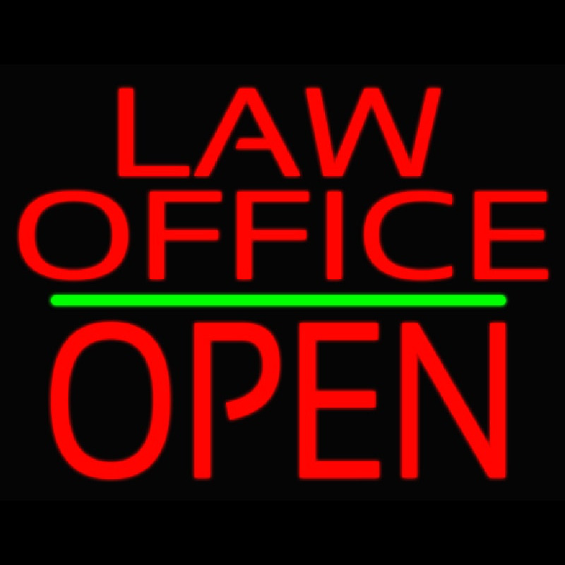 Law Office Block Open Green Line Leuchtreklame