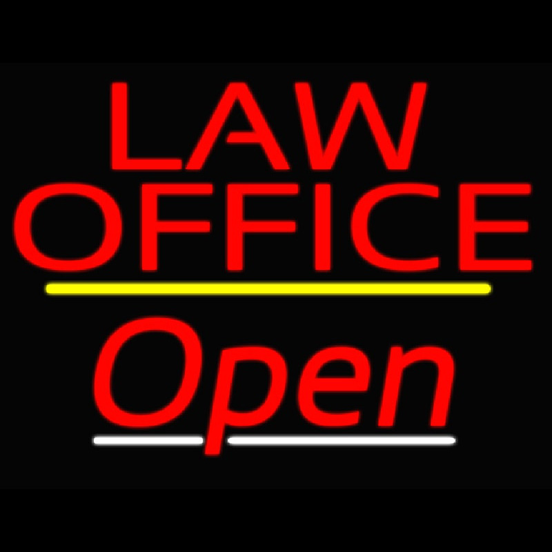 Law Office Open Yellow Line Leuchtreklame