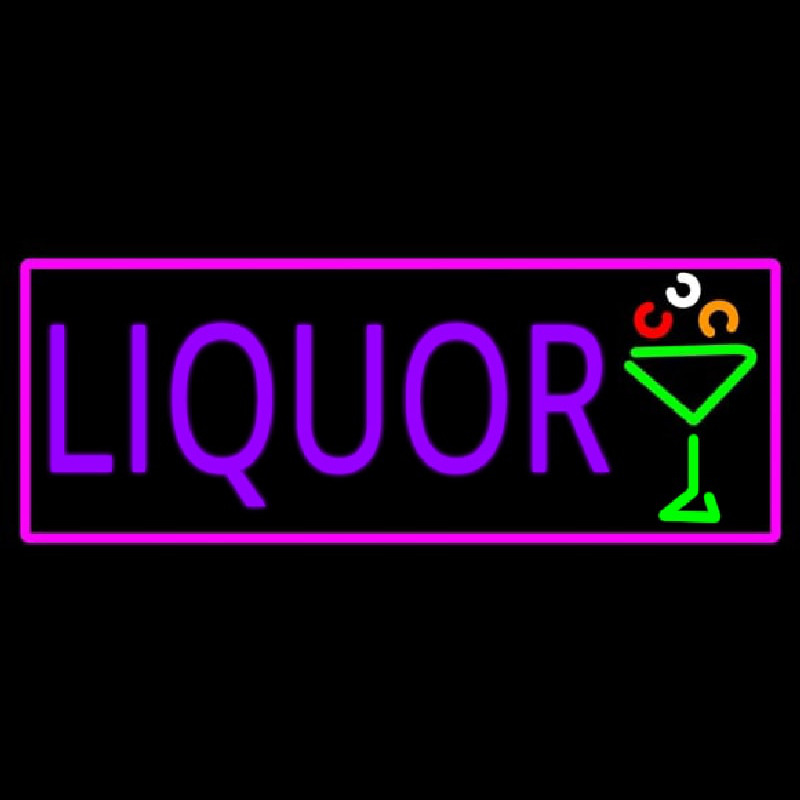 Liquor And Martini Glass With Pink Border Leuchtreklame