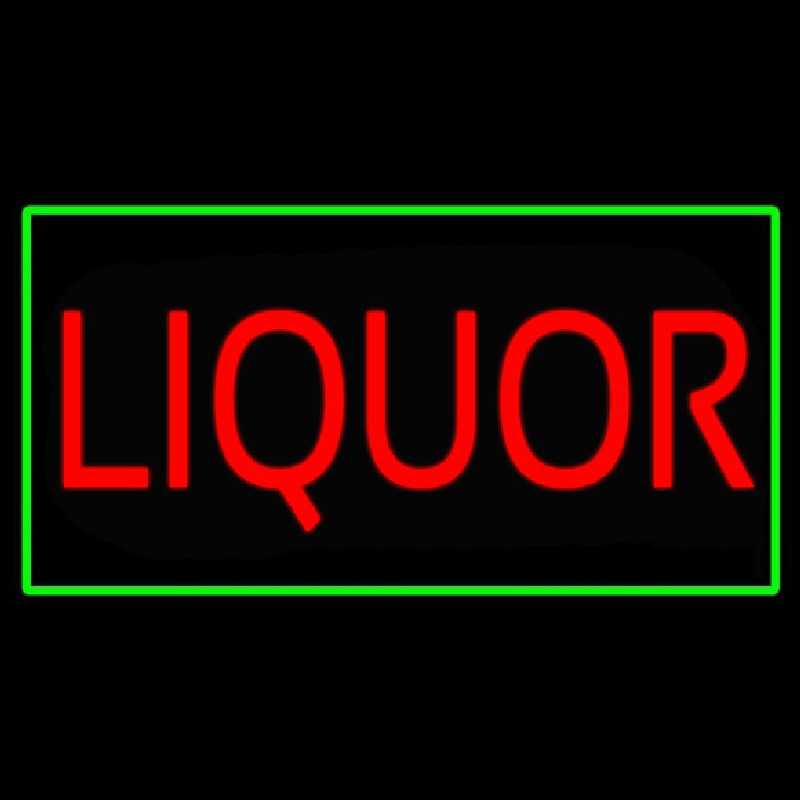 Liquor Rectangle Green Leuchtreklame