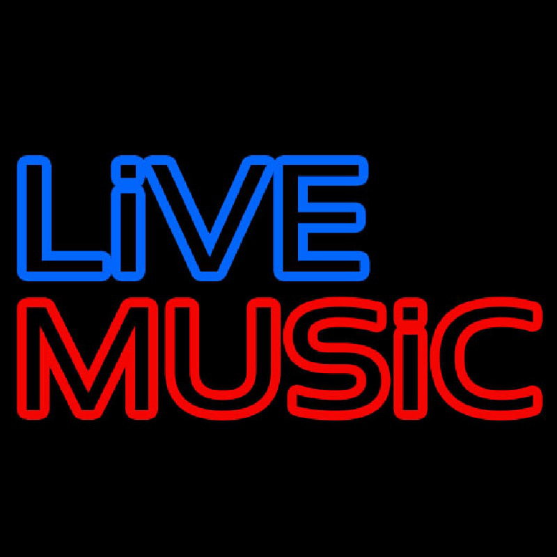 Live Music Block Mic Logo Leuchtreklame