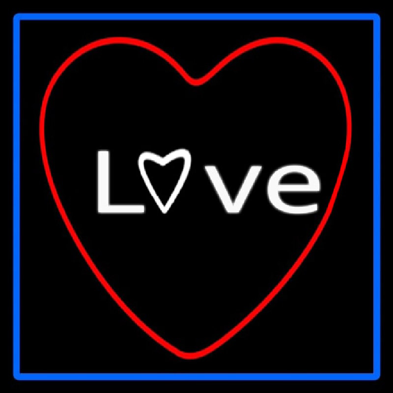 Love Red Heart With Blue Border Leuchtreklame