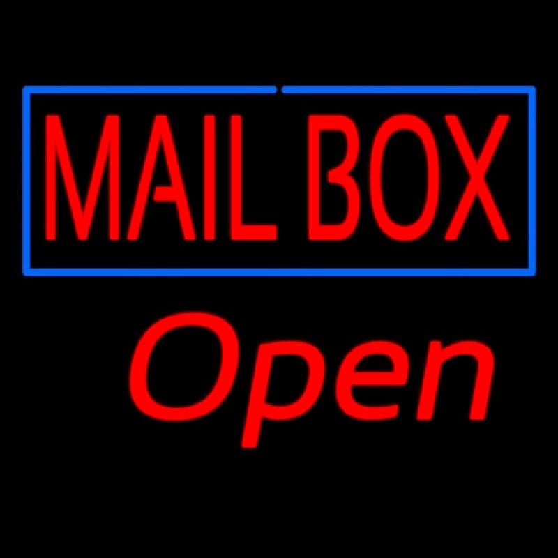 Mailbo  Blue Border Open Leuchtreklame