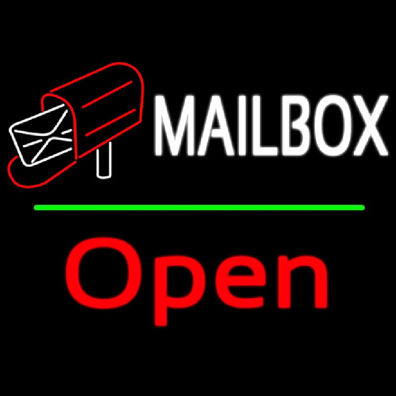 Mailbo  Red Logo With Open 2 Leuchtreklame