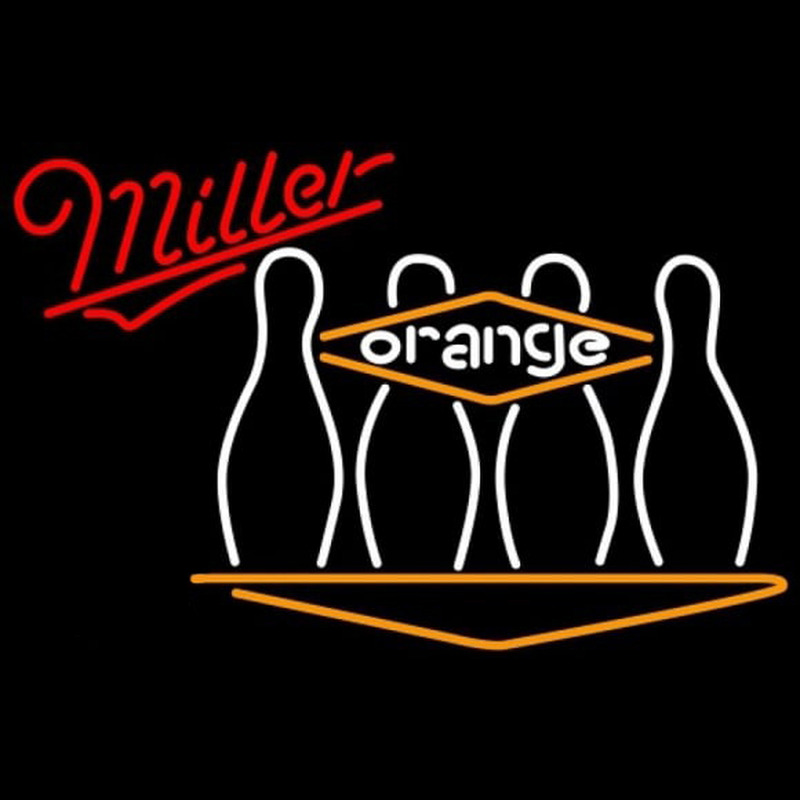 Miller Bowling Orange Beer Sign Leuchtreklame
