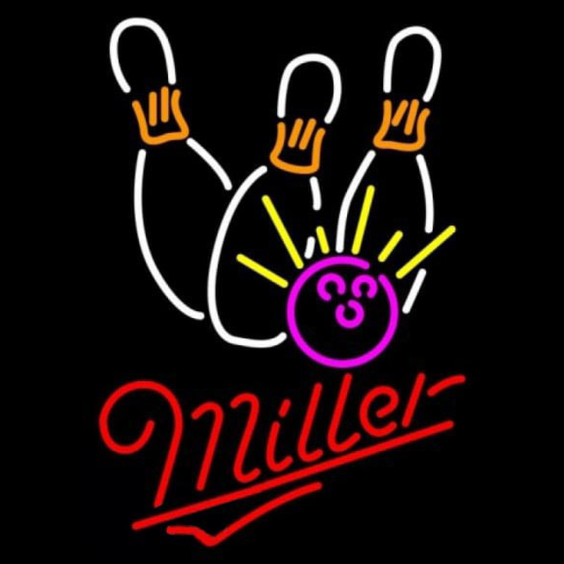 Miller Bowling White Pink Beer Sign Leuchtreklame