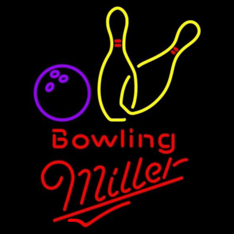 Miller Bowling Yellow Beer Sign Leuchtreklame