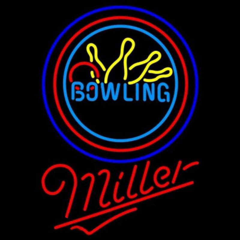 Miller Bowling Yellow Blue Beer Sign Leuchtreklame