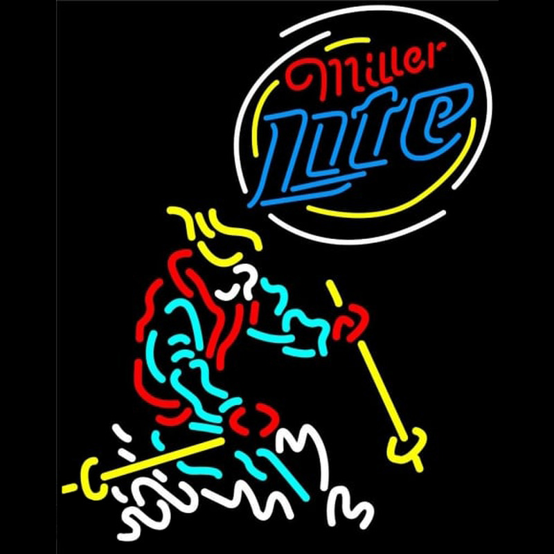 Miller Lite Logo Skier Leuchtreklame