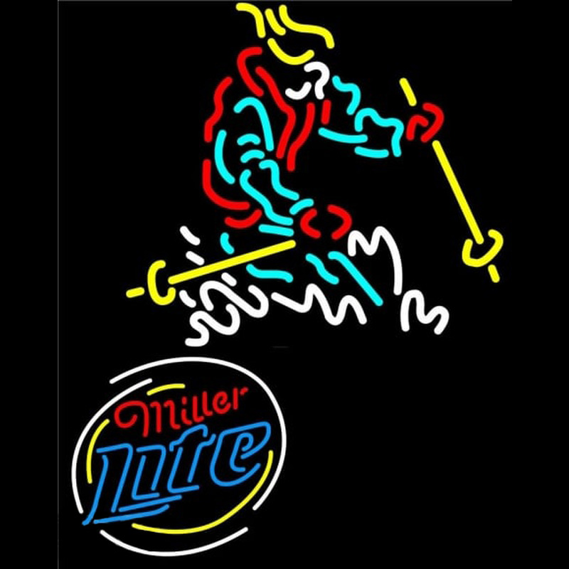 Miller Lite Logo with Skier Leuchtreklame