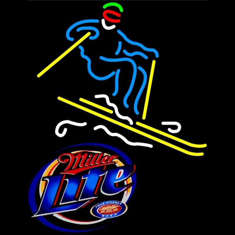 Miller Lite with Skier Leuchtreklame