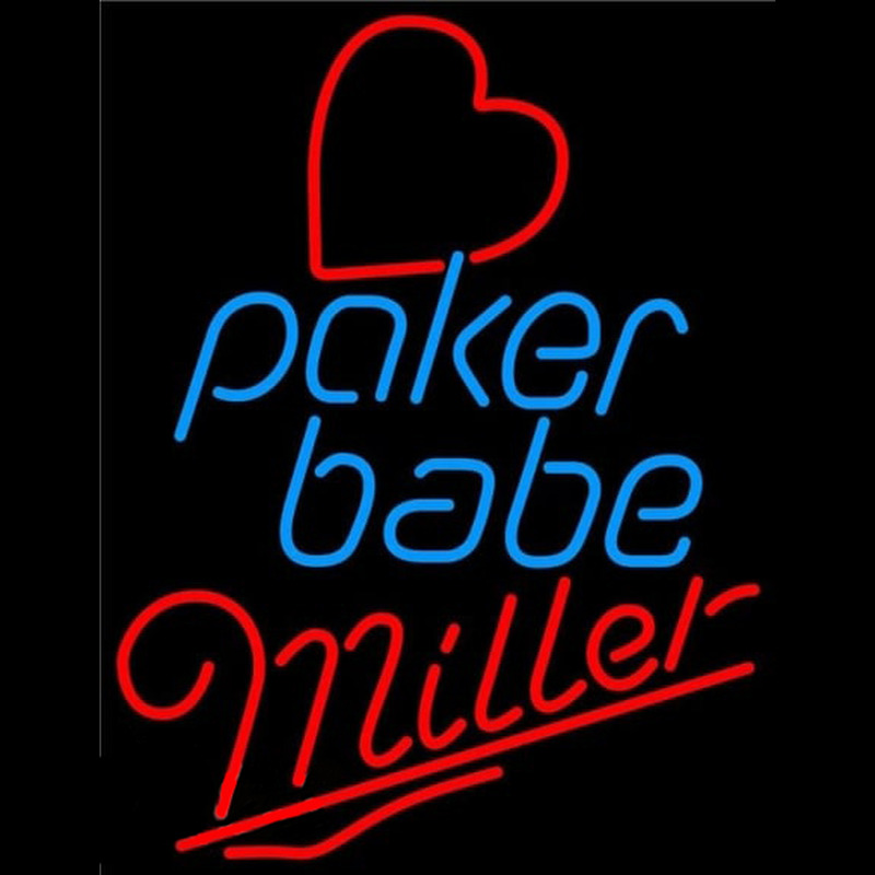 Miller Poker Girl Heart Babe Beer Sign Leuchtreklame