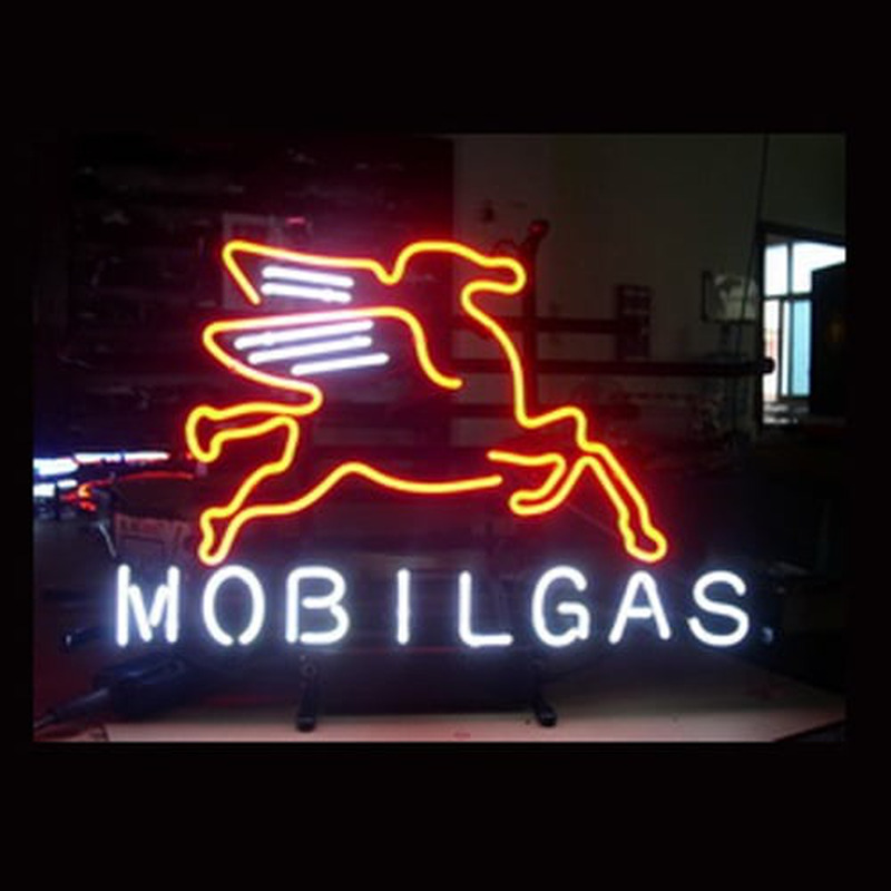 Mobilgas Oil Laden Offen Leuchtreklame