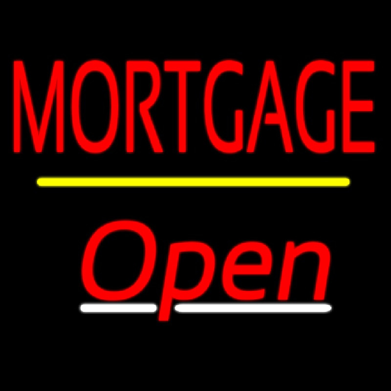Mortgage Open Yellow Line Leuchtreklame
