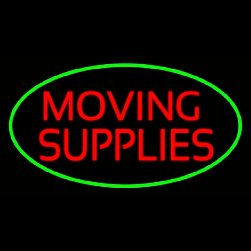 Moving Supplies Oval Green Leuchtreklame