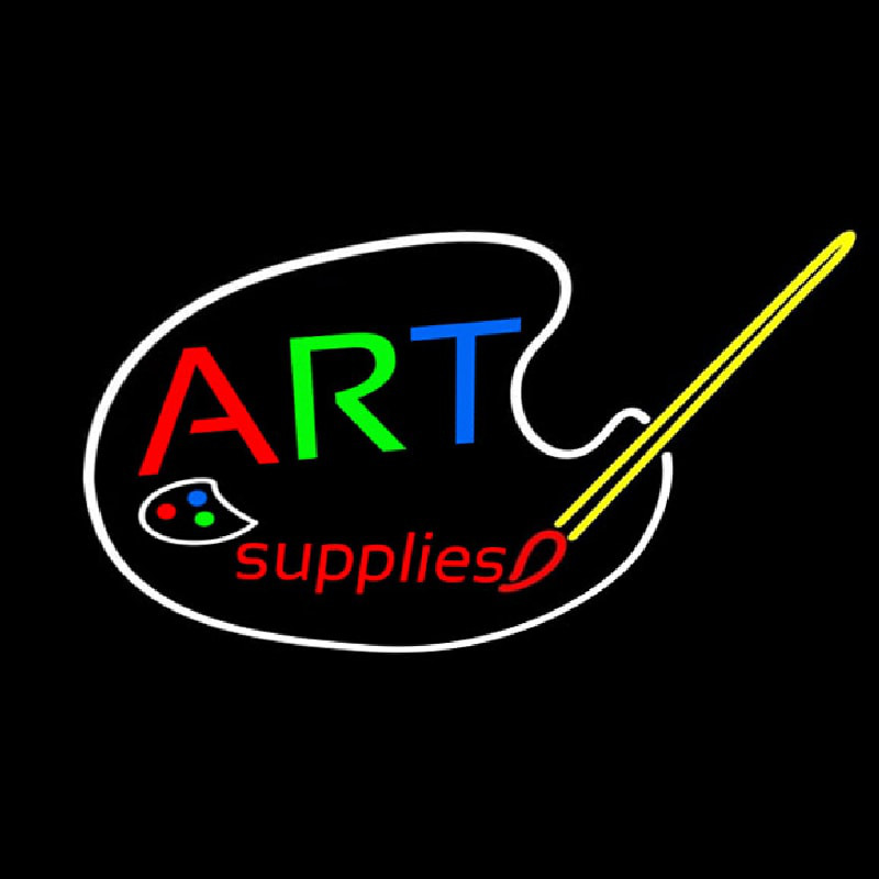 Multi Color Art Supplies With Brush Leuchtreklame