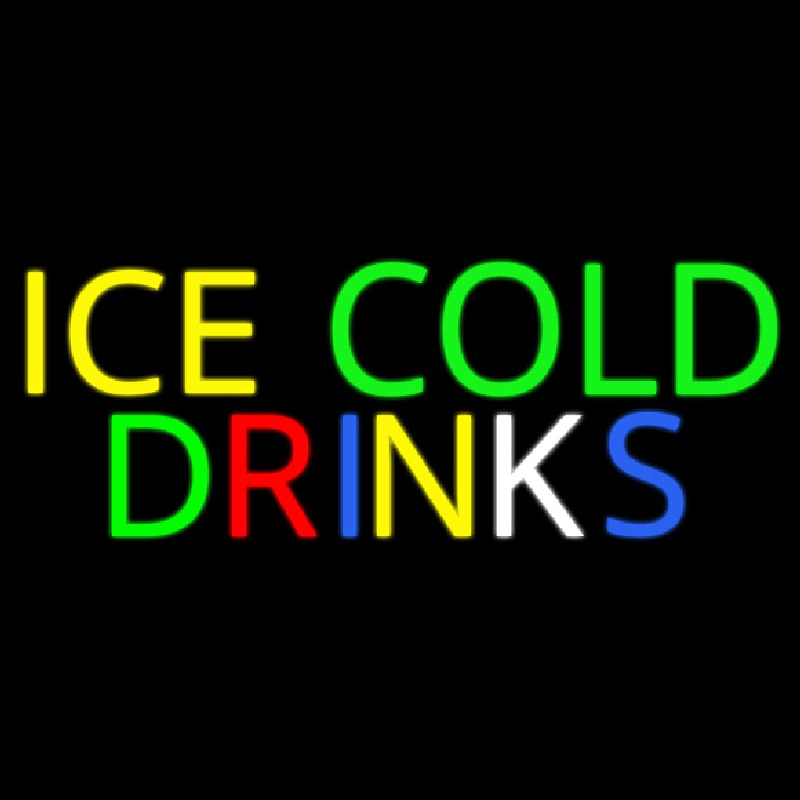 Multi Colored Ice Cold Drinks Leuchtreklame